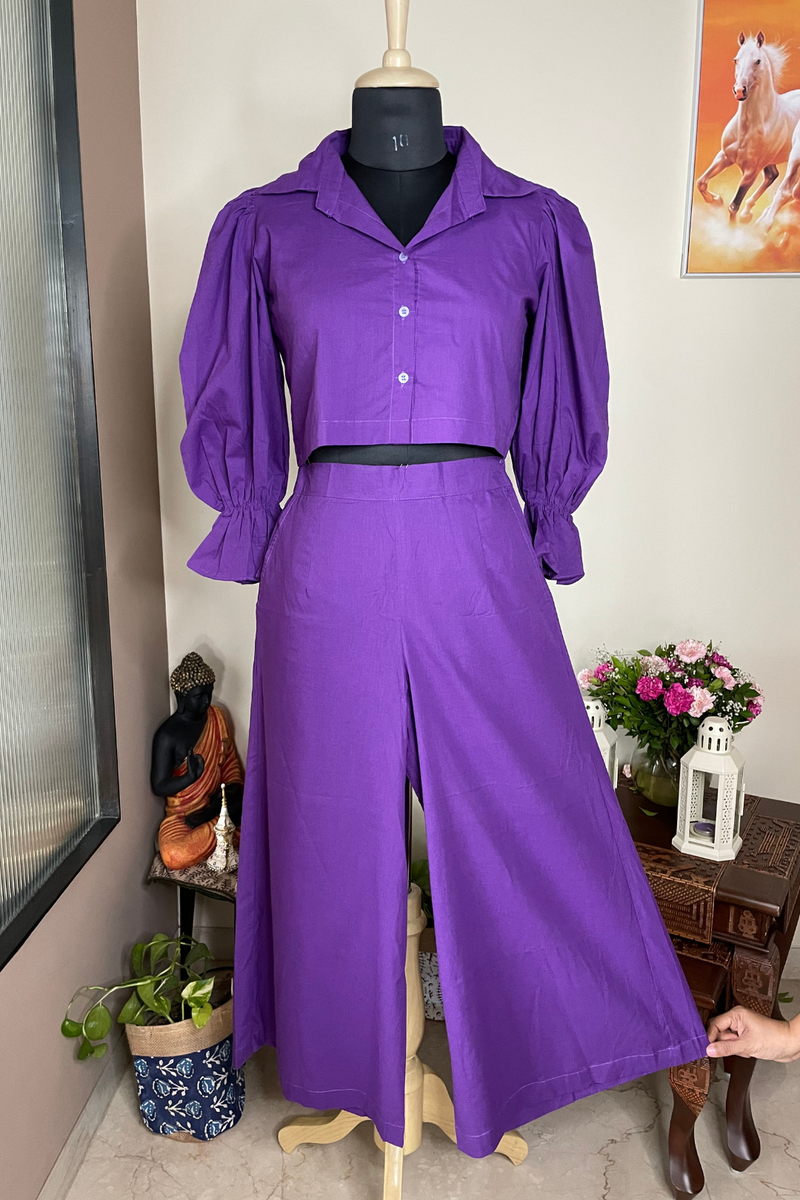 Plum - Purple Shirt and Culottes Co-ord Set