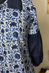 Joanna - Denim Blue Floral Printed Shirt Midi Dress
