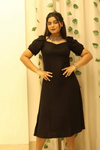 Ava - Black Midi A-line Dress