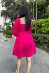 Alora - Hot Pink Pin Tucks Mini Skater Dress